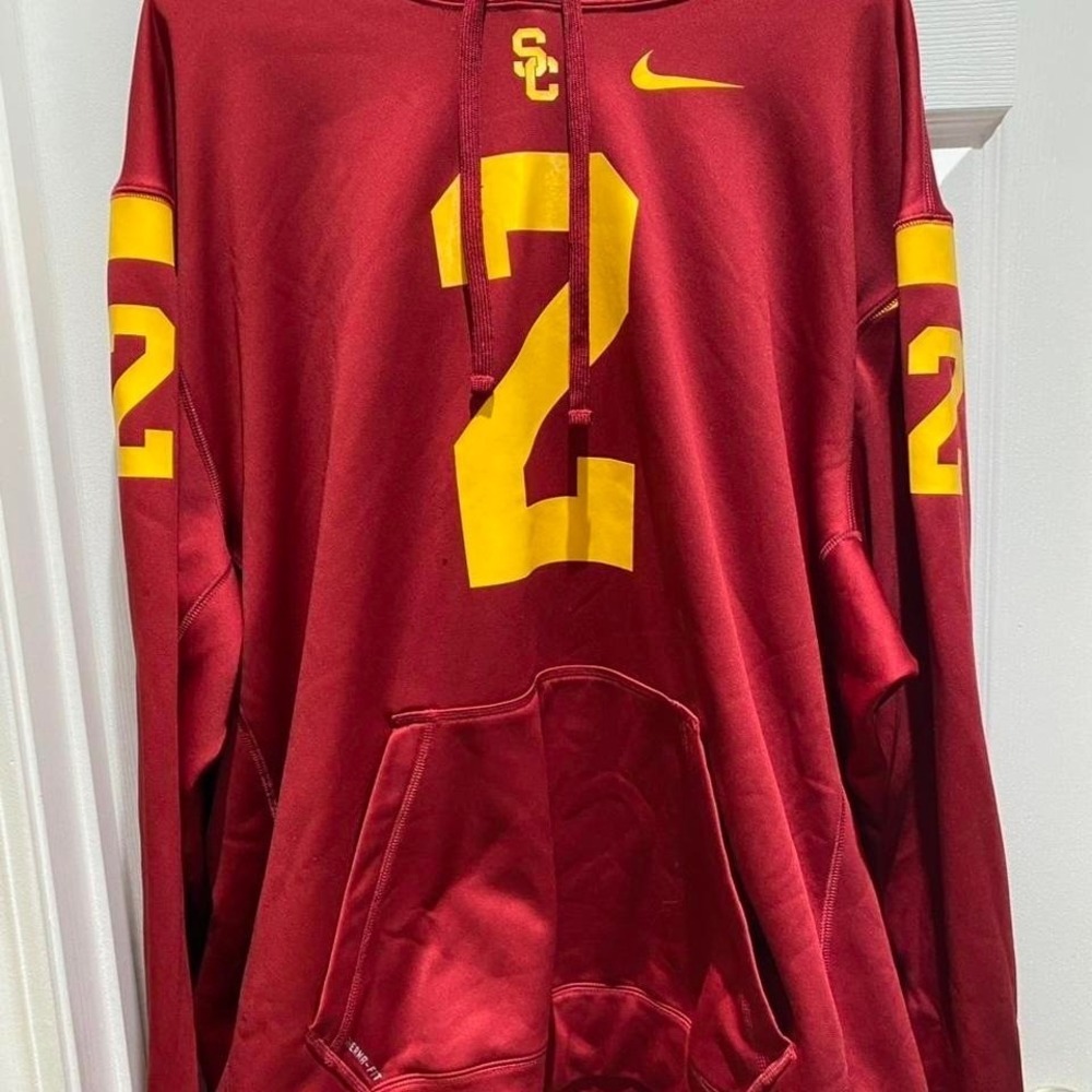 Nike USC Trojans no.2 Therma Fit Performance Jersey Hoodie Size XXL